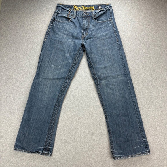 Fox Denim Other - Fox Denim Duster Jeans Mens 31 Blue Y2K Racing VTG Grunge‎ Relaxed Fit Bootcut